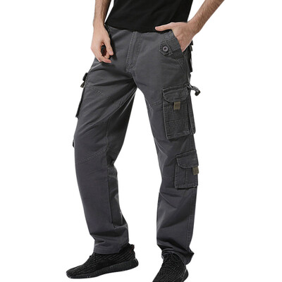 

Gobestart Mens Casual Pure Color Outdoors Pocket Beach Work Trouser Cargo Pant