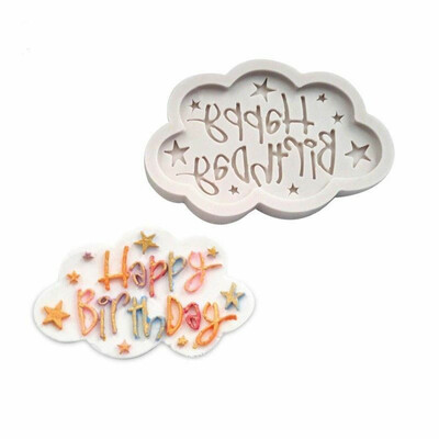 

Siaonvr Happy Birthday Silicone Fondant Mould Cake Decorating Cloud Lace Baking Mold