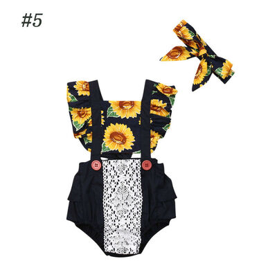 

2PCS Newborn Baby Girl Clothes Flower Headband Romper Jumpsuit Playsuit Outfit