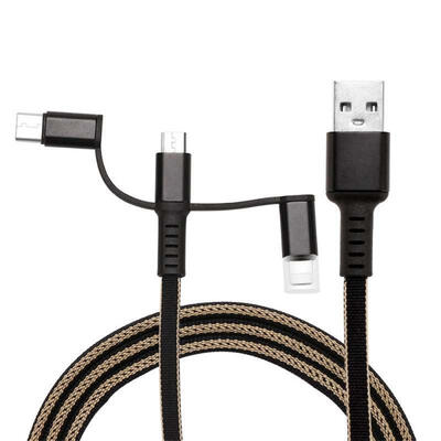 

Universal 1m 3-in-1 USB To Micro USB Lightning Type-C 24A Fast Charging Cable Braided Data Cord For IPhone Android Phones-1m