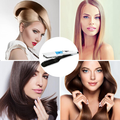 

〖Follure〗Electric Hair Straightener Brush Spray Vapor Steam Dry Wet Digital Comb Iron NEW