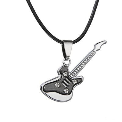 

Fashion Stainless Steel Guitar Necklace pendant Jewelry Accessories Pop Music Festival Choker Necklace