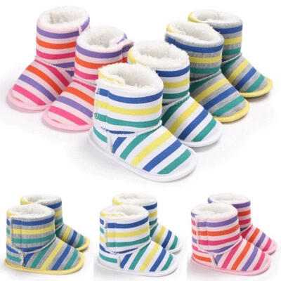 

Winter Warm Toddler Infant Baby Girl&39s Boy&39s Boots Rainbow Booties Indoor Shoes