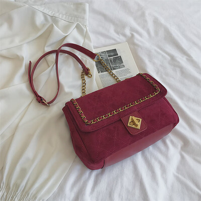 

Lingge chain bag early autumn retro lock small square bag new 2019 frosted womens shoulder bag Messenger bag