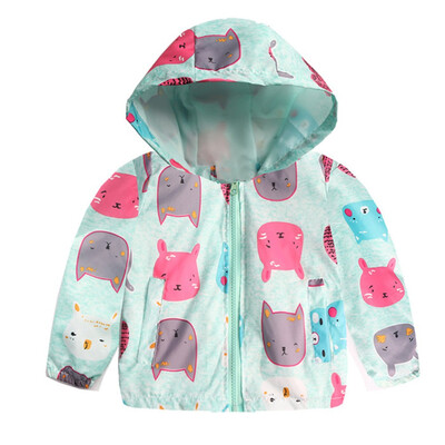 

Toddler Kids Baby Grils Boys Long Sleeve Cartoon Print Hooded Coat Tops Outfits