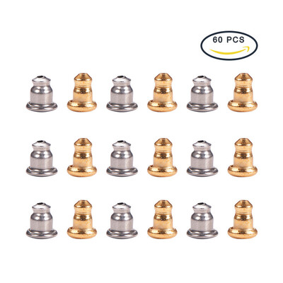 

PH PANDAHALL 60PCS 304 Stainless Steel Bullet Earnuts Earring Safety Backs Bullet Clutch