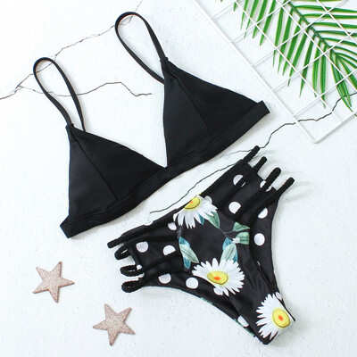 

Roseonmyhand Women Sexys Two-Piece Tropical Print Bikini Braided Rope Swimwear Beachwear