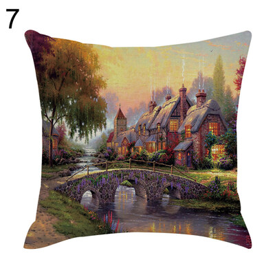 

Linen Scenery Flowers Printed Pillow Case Cushion Cover Home Sofa Car Bed Decor