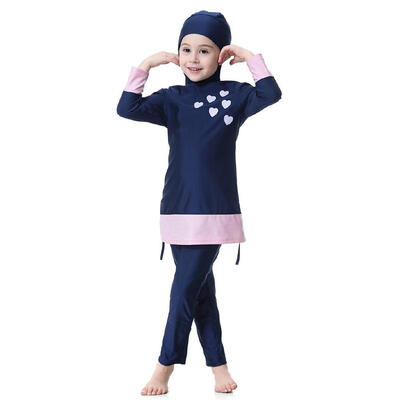 

Kids Girl Muslim Swimwear Arab Islam Long Sleeve Two-Piece Hoodie Swimsuit