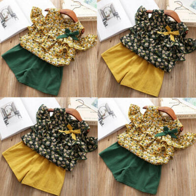 

US Toddler Kid Baby Girl Clothes Top T-shirtShorts Pants 2pcs Outfit Set Summer