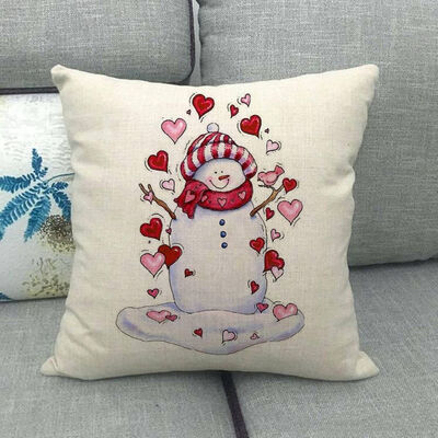 

1pcs Christmas Sofa Pillow Case 3d Snowman Cushion Cover Flax White Lovely