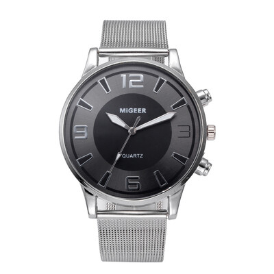 

Gobestart Fashion Man Design Stainless Steel Mesh belt Analog Alloy Quartz Wrist Watch
