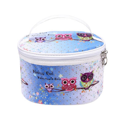 

Women Makeup Bag PU Round Cosmetic Large Capacity Organizer Storage Bags