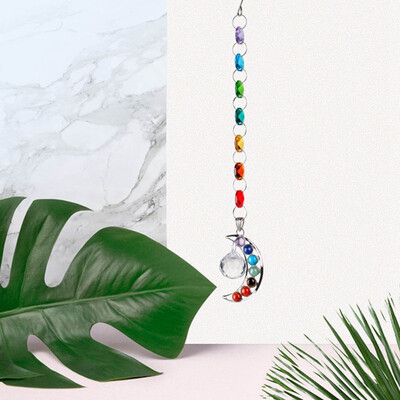 

Hanging Crystal Natural Stone Moon Crystal Prism Ball Half-Moon Handmade Rainbow Ball Pendulum Pendant