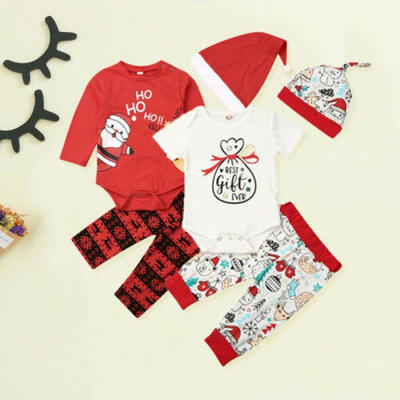 

US Toddler Baby Girls BoyZ Christmas Xmas Bodysuit Tops Pants Hat Autumn Clothes
