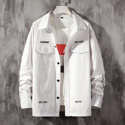 

Tailored Mens Casual Fashion Patchwork Lapel Muli-Pockets Long Sleeve Shirt Top Blouse