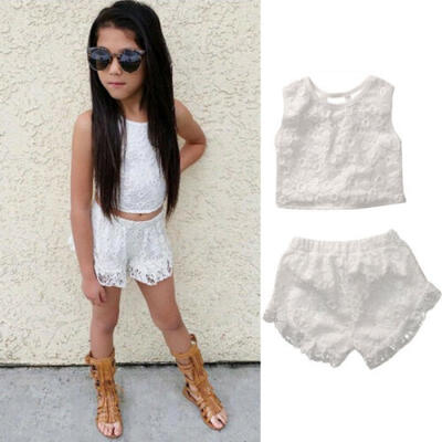 

US Toddler Kid Baby Girl Sleeveless Tops Shorts Pants 2PCS Outfit Clothes Summer