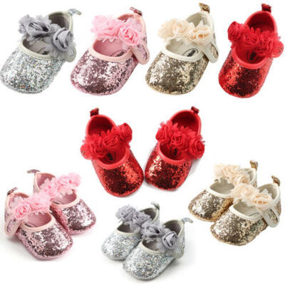 

US Newborn Baby Girl Sequin Crib Shoes Soft Sole Prewalker Anti-slip Sneaker Mon
