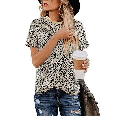 

Starmoon Fashion Women Leopard Printed Short Sleeve O-Neck T-Shirt Tops Blouse