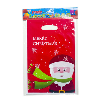 

10PCS Disposable Christmas Treat Bags With Handles PVC Candy Cookie Food Storage Pouch Gift Wrapping Bags Party Gifts Decoration