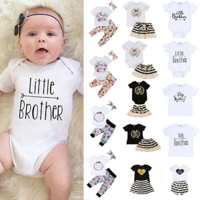 

UK Kid Baby Boy BigSister LittleBrother Matching Clothes Romper Bodysuit Shirt
