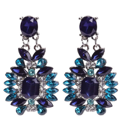 

Statement Trendy Jewelry Elegant Shiny Resin Stone Blue Plant Stud Earrings Factory Wholesale