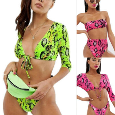 

Women Beachwear Leopard Print Thong Bikini Set Padded Push-up Swimwear Swimsuit