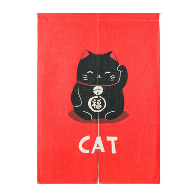

Lucky Cat Design Cotton And Linen Japanese Style Doorway Curtain Hanging Tapestry For Home Decoration