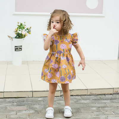

Toddler Baby Kids Girls Lace Floral Print Skirt Princess Dresses Casual Clothes