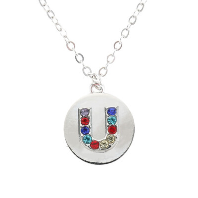 

Silver Alphabet Initial Letter A To Z Pendant Necklace Colorful Rhinestone Pendant Birthday Gifts Christmas Gifts For Women Girls