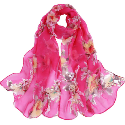 

Gobestart Fashion Women Peach Blossom Printing Long Soft Wrap Scarf Ladies Shawl Scarves