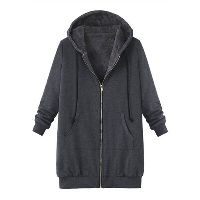 

Toponeto Plus Size Womens Winter Warm Outwear Solid Hooded Pockets Vintage Coats