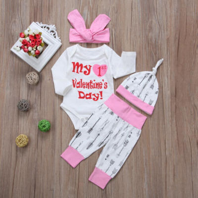 

UK Stock Newborn Baby Girls Tops Romper Letter Pants Outfits Set Clothes 0-18M