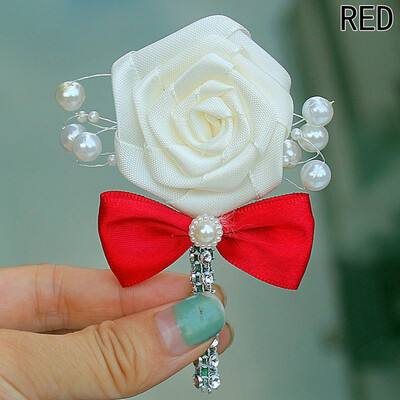 

Corsage Flowers Wrist Buttonhole Womens Brooch Bridal Brooches Roses Beads Prom
