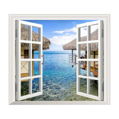 

〖Follure〗3D Window Sea View Wall Stickers Removable Art Decal Mural Wallpaper