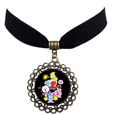 

BTS Bangtan Boys Fashion Sexy Vintage Black Necklace Kpop Pendant Choker Necklace