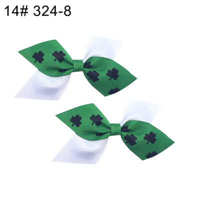 

12Pcs Lovely Saint Patricks Day Shamrock Girls Hair Clip Bow Hairpin Headwear