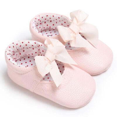 

Infant Toddler Baby Boys Girls Leather Sole Anti-slip Prewalkers Bowknow Shoes