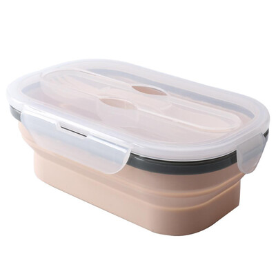 

Siaonvr Portable Food Cooler Container Storage Picnic Silicone Fold Lunch Box With Spoon