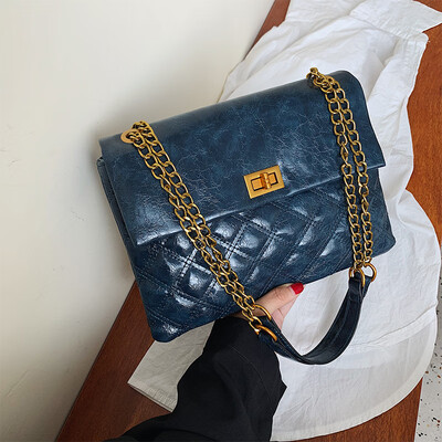 

Bag female 2019 new wave foreign gas handbag Korean version of the wild Messenger bag large capacity rhombic chain bag big bag