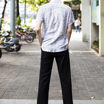 

Mens handsome pneumatic silk short-sleeved shirt5003