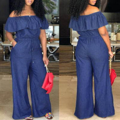 

US Stock Boho Women Off Shoulder Playsuit Bodycon Party Jumpsuit Trouser Overall