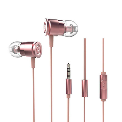

35mm Wired Headphones In-Ear Headset Stereo Music Smart Phone Earphone Metal Earpiece In-line Control Hands-free with Microphone