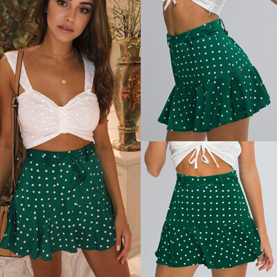 

Tailored Fashion Women Spring Summer Chiffon Wave Point Ruffled Half Skirt Shorts