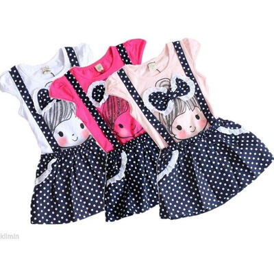 

Baby Girls Kids Polka Dot One-pieces Dress Skirt Child Summer Dress Clothes 2-6T