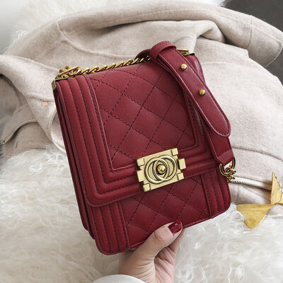 

Bag women 2019 new Korean version of small fragrance wind bag mobile phone bag vertical diamond chain shoulder diagonal bag
