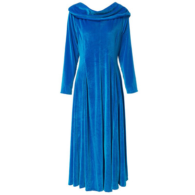 

Retro Style Solid Color Slash Neck Long Sleeve Flare Midi Dress For Women