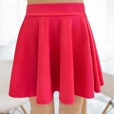 

Women Girl Mini Pleated Solid Color High Waist Tennis Skater Short A-line Skirt