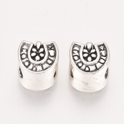 

Tibetan Style Alloy European Beads Large Hole Beads Horse Shoe Antique Silver 9x95x85mm Hole 5mm