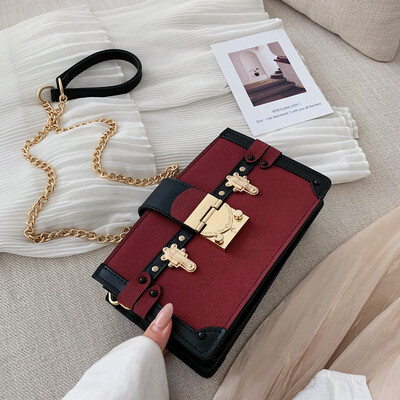 

Ins leisure bag retro frosted chain womens bag new 2019 fashion fresh shoulder slung small square bag